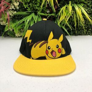 Pokemon Pikachu Hat Cap Snap Back Mens One Size Black Yellow Anime Graphic